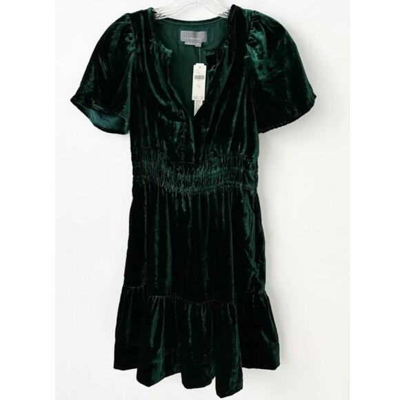 New Anthropologie The Somerset Mini Dress: Velvet Edition $168 XXS - 00 Holly - Picture 6 of 9